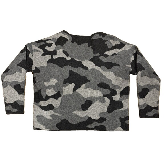 Vineyard Vines Sweaters - Vineyard Vines Sweater Womens Small Camo Boatneck Boxy Gray Cashmere Wool Blend